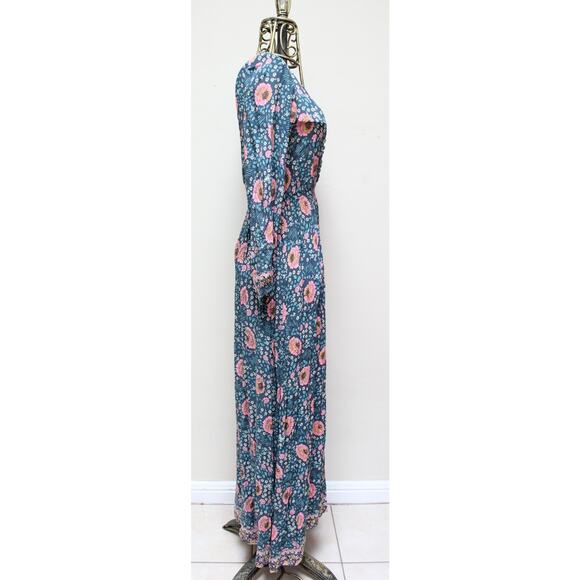 Natalie Martin April Vintage Flowers Indigo Blue Floral Maxi Dress Size XS/S - Picture 3 of 5